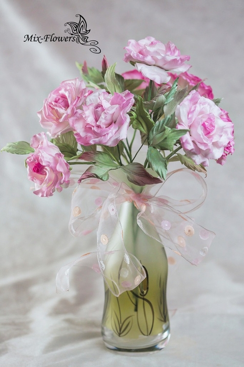 Фото для Шелковая флористика. Интерьерный букет роз.